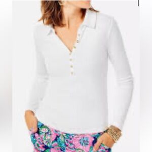 Lily Pulitzer xl reeks long sleeve top NWT white